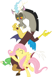 Size: 8916x13021 | Tagged: safe, artist:spottedlions, imported from derpibooru, discord, fluttershy, absurd resolution, discoshy, female, hug, male, shipping, simple background, straight, transparent background, vector