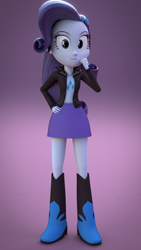 Size: 864x1536 | Tagged: safe, artist:creatorofpony, imported from derpibooru, rarity, sunset shimmer, equestria girls, /mlp/, 3d, 3d model, blender, boots, clothes, female, high heel boots, jacket, leather jacket, rarity boots, rubber boots, shoes, skirt, solo