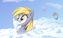 Size: 3000x1827 | Tagged: safe, artist:pageturner1988, artist:plsim, imported from derpibooru, derpy hooves, rainbow dash, pegasus, pony, cloud, cloudy, female, mare