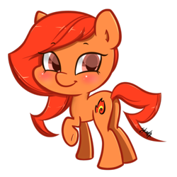 Size: 1000x1000 | Tagged: safe, artist:midnightpremiere, imported from derpibooru, oc, oc only, oc:flare blitz, earth pony, pony, chibi, cute, solo