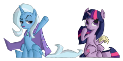 Size: 900x448 | Tagged: artist needed, source needed, safe, imported from derpibooru, trixie, twilight sparkle, pony, unicorn, female, mare