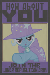 Size: 900x1350 | Tagged: safe, artist:scotch208, imported from derpibooru, trixie, pony, unicorn, female, mare, new lunar republic, poster, propaganda, propaganda poster, solo