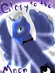 Size: 1420x1880 | Tagged: safe, artist:teminus1, imported from derpibooru, princess luna, female, glory to the moon, princess, solo