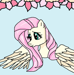 Size: 592x604 | Tagged: safe, imported from derpibooru, fluttershy, cute, female, flower, mouse drawing, mousedrawing, ms paint, smiling, solo, wings