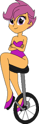 Size: 137x434 | Tagged: artist needed, source needed, safe, imported from derpibooru, scootaloo, human, equestria girls, female, leotard, solo, unicycle