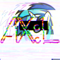 Size: 640x640 | Tagged: safe, artist:2bitmarksman, artist:axelthebrony955, edit, imported from derpibooru, dj pon-3, vinyl scratch, ax:l, censor bar, censored, cover, female, glitch, glitch art, logo, solo