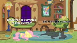 Size: 960x540 | Tagged: safe, imported from derpibooru, fluttershy, fluttershy's cottage, shadow