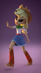 Size: 810x1440 | Tagged: safe, artist:creatorofpony, imported from derpibooru, applejack, zombie, equestria girls, /mlp/, 3d, 3d model, black sclera, blender, cowboy hat, hat, stetson