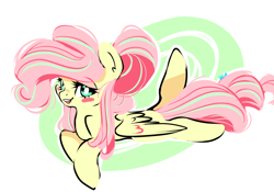 Size: 1280x895 | Tagged: safe, artist:aquadiamonds, imported from derpibooru, fluttershy, alternate hairstyle, blushing, female, smiling, solo