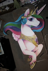Size: 596x887 | Tagged: safe, artist:theuselesstoe, imported from derpibooru, princess celestia, cardboard, craft, female, huge, solo, traditional art