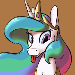 Size: 700x700 | Tagged: safe, artist:goat train, imported from derpibooru, princess celestia, pony, :p, female, looking at you, portrait, sillestia, silly, silly pony, smiling, solo, tongue out