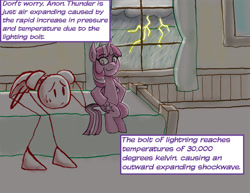 Size: 1320x1020 | Tagged: safe, artist:redanon, imported from derpibooru, twilight sparkle, oc, oc:anon, alicorn, pony, unicorn, /mlp/, 4chan, bedroom, fear of thunder, female, filly, lightning, mare, physics, rain, reversed gender roles equestria, reversed gender roles equestria general, scared, science, thunder, thunderstorm, twilight sparkle (alicorn), window