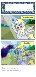 Size: 3000x6382 | Tagged: safe, artist:outofworkderpy, imported from derpibooru, derpy hooves, pegasus, pony, ask, eyes closed, female, funny, funny as hell, mare, out of work derpy, reality, reality bomb, reality warp, singing, solo, tumblr