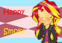 Size: 1524x1055 | Tagged: safe, artist:ytpinkiepie2, imported from derpibooru, sunset shimmer, equestria girls, cigarette, female, smoking, solo