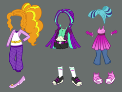 Size: 2232x1692 | Tagged: safe, artist:thecheeseburger, imported from derpibooru, adagio dazzle, aria blaze, sonata dusk, equestria girls, rainbow rocks, alternate clothes, alternate costumes, alternate hairstyle, clothes, shoes, sneakers, the dazzlings