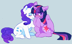 Size: 1368x837 | Tagged: dead source, safe, artist:twirity, imported from derpibooru, rarity, twilight sparkle, alicorn, pony, blushing, crying, female, lesbian, mare, nuzzling, rarilight, shipping, twilight sparkle (alicorn)