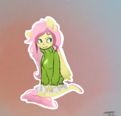 Size: 412x396 | Tagged: safe, artist:foxtali, imported from derpibooru, fluttershy, anthro, ambiguous facial structure, clothes, female, skirt, solo, sweater, sweatershy