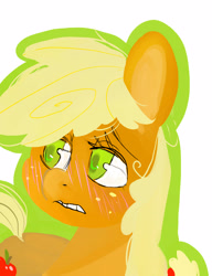 Size: 3000x3907 | Tagged: safe, artist:foxtali, imported from derpibooru, applejack, blushing, female, solo