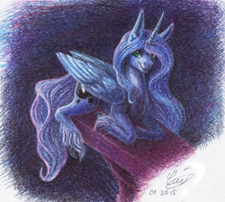 Size: 2883x2582 | Tagged: safe, artist:luvvandra, imported from derpibooru, princess luna, female, high res, solo, traditional art, unshorn fetlocks