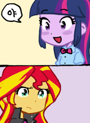 Size: 255x346 | Tagged: safe, artist:baekgup, imported from derpibooru, sunset shimmer, twilight sparkle, equestria girls, rainbow rocks, comic, cute, dialogue, duo, korean, speech bubble, translated in the comments, twilight sparkle (alicorn)