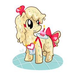 Size: 1280x1280 | Tagged: safe, artist:puffpink, imported from derpibooru, oc, oc only, food pony, original species, cupcake, solo