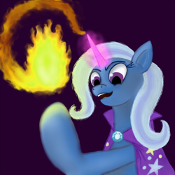 Size: 894x894 | Tagged: artist needed, safe, imported from derpibooru, trixie, pony, unicorn, female, fire, magic, mare, pyromancy, solo