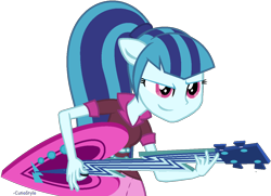 Size: 1255x907 | Tagged: safe, artist:cutiestyle, imported from derpibooru, sonata dusk, equestria girls, guitar, ponied up, pony ears