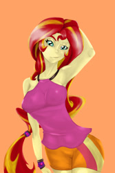 Size: 822x1227 | Tagged: safe, artist:robothehoobo, imported from derpibooru, sunset shimmer, equestria girls, armpits, female, solo