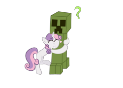 Size: 3448x2464 | Tagged: safe, artist:forestheart74, imported from derpibooru, sweetie belle, creeper, duo, hug, minecraft, simple background, this will end in explosions, this will end in tears, this will end in tears and/or death and/or covered in tree sap, transparent background