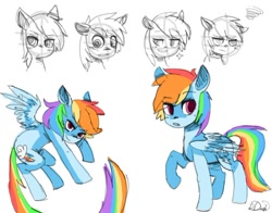 Size: 500x391 | Tagged: dead source, safe, artist:art-by-flier, imported from derpibooru, rainbow dash, partial color, sketch dump