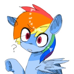 Size: 500x500 | Tagged: dead source, safe, artist:art-by-flier, imported from derpibooru, rainbow dash, female, question mark, solo