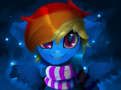 Size: 500x372 | Tagged: dead source, safe, artist:art-by-flier, imported from derpibooru, rainbow dash, clothes, female, scarf, solo