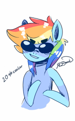 Size: 469x750 | Tagged: dead source, safe, artist:art-by-flier, imported from derpibooru, rainbow dash, pegasus, pony, 20% cooler, female, mare, signature, simple background, solo, sunglasses, white background