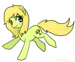 Size: 1024x850 | Tagged: safe, artist:moekonya, imported from derpibooru, oc, oc only, oc:spirit fields, earth pony, pony, bandana, blonde, runner, solo