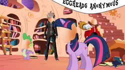 Size: 1064x597 | Tagged: safe, imported from derpibooru, spike, twilight sparkle, crossover, danganronpa, doctor eggman, egg, egghead, eggheads anonymous, makoto naegi, sonic the hedgehog (series), wtpony