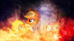 Size: 2560x1440 | Tagged: dead source, safe, artist:wiltonwild, imported from derpibooru, applejack, glow, glowing, vector, wallpaper, watermark