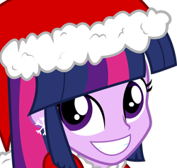 Size: 5000x4761 | Tagged: safe, artist:alicornoverlord, imported from derpibooru, twilight sparkle, alicorn, equestria girls, absurd resolution, christmas, cute, earring, female, grin, hat, hnnng, humanized, looking at you, santa hat, simple background, smiling, snowflake, solo, transparent background, twiabetes, twilight sparkle (alicorn), vector