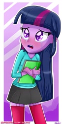 Size: 900x1783 | Tagged: safe, artist:vixelzf, imported from derpibooru, twilight sparkle, equestria girls, book, crying, female, sad, solo