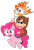 Size: 800x1193 | Tagged: safe, artist:pixelkitties, imported from derpibooru, pinkie pie, human, crossover, fire, gravity falls, humans riding ponies, mabel pines, riding, simple background, skull, transparent background
