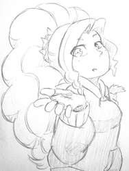 Size: 1412x1882 | Tagged: safe, artist:aisureimi, imported from derpibooru, adagio dazzle, equestria girls, rainbow rocks, clothes, female, hoodie, monochrome, shrug, sketch, solo, traditional art