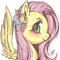 Size: 500x500 | Tagged: safe, artist:samonferrari, imported from derpibooru, fluttershy, pegasus, pony, blushing, female, solo