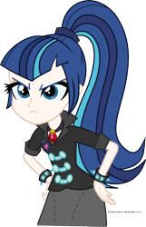 Size: 400x622 | Tagged: safe, artist:alkonium, artist:crimsumic, imported from derpibooru, shining armor, equestria girls, angry, clothes, frown, gleaming shield, palette swap, ponytail, recolor, rule 63, shining sonata, simple background, skirt, transparent background, vector