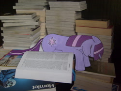 Size: 2816x2112 | Tagged: safe, artist:moonlightscribe, imported from derpibooru, twilight sparkle, book, irl, photo, ponies in real life, sleeping, solo, traditional art