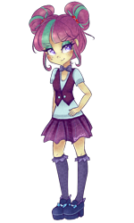 Size: 600x1000 | Tagged: safe, artist:bunnini, imported from derpibooru, sour sweet, equestria girls, friendship games, clothes, cute, female, hand on hip, lidded eyes, school uniform, simple background, solo, sourbetes, transparent background