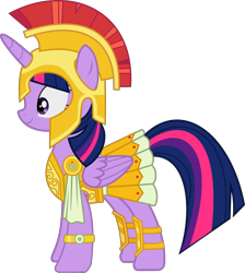 Size: 1732x1932 | Tagged: safe, artist:timelordomega, imported from derpibooru, twilight sparkle, alicorn, pony, scare master, armor, armor skirt, athena, athena sparkle, centurion, clothes, costume, female, mare, nightmare night, nightmare night costume, simple background, skirt, solo, transparent background, twilight sparkle (alicorn), vector