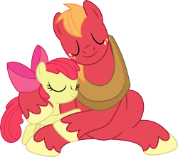 Size: 3552x3137 | Tagged: safe, artist:porygon2z, imported from derpibooru, apple bloom, big macintosh, earth pony, pony, brotherhooves social, brother and sister, equestria's best big brother, hug, male, siblings, simple background, stallion, transparent background