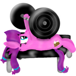 Size: 512x512 | Tagged: safe, artist:dragonpone, derpibooru exclusive, imported from derpibooru, lily longsocks, bench press, female, filly, simple background, solo, weight lifting, weights
