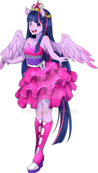 Size: 600x1054 | Tagged: safe, artist:yuuabyss, imported from derpibooru, twilight sparkle, equestria girls, clothes, deviantart watermark, dress, fall formal outfits, female, obtrusive watermark, ponied up, solo, twilight sparkle (alicorn), watermark