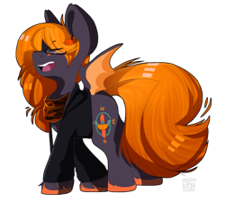 Size: 1000x900 | Tagged: safe, artist:sarehkee, imported from derpibooru, oc, oc only, oc:spice, bat pony, pony, clothes, eyes closed, hoodie, scarf, solo