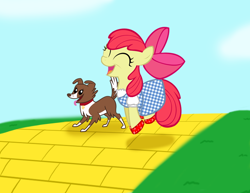 Size: 792x612 | Tagged: safe, artist:poppun, imported from derpibooru, apple bloom, winona, cute, dorothy gale, the wizard of oz